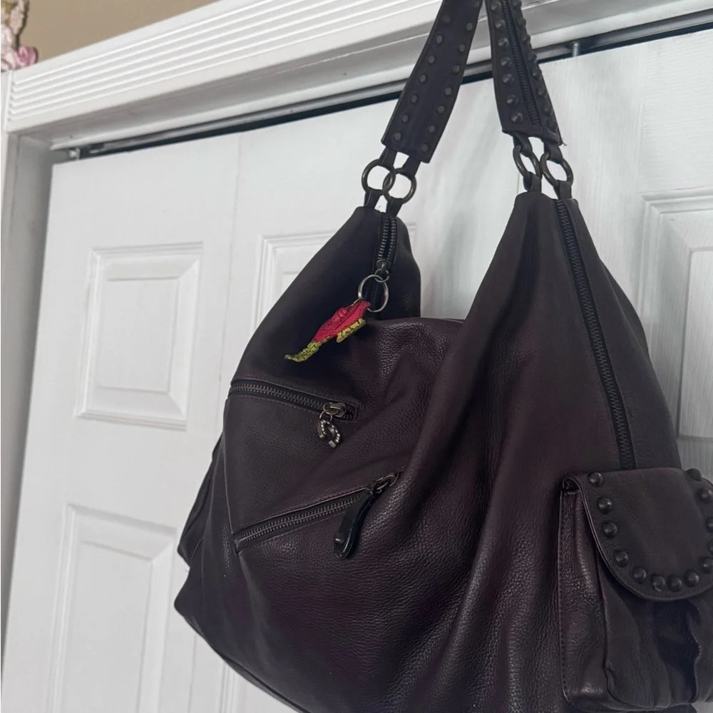 Betsey Johnson  vintage hobo  Leather Handbag with Rose Charms